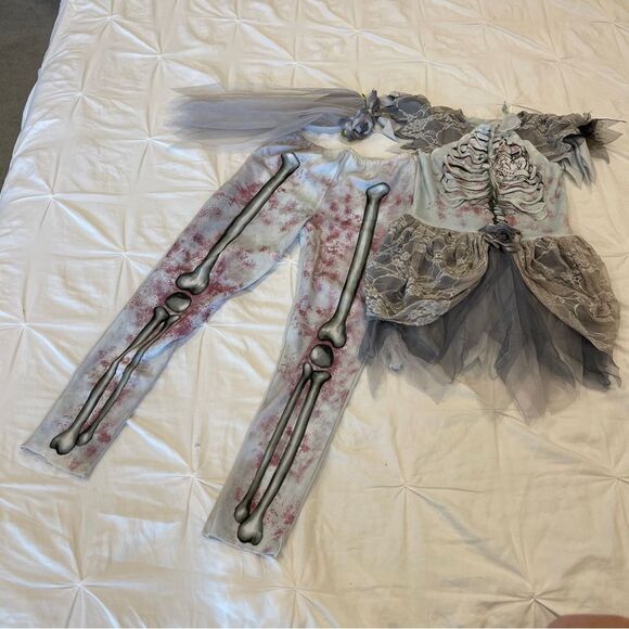 Skeleton Bride Costume for Girls, Medium, with Included Accessories, by Amscan - Picture 2 of 7